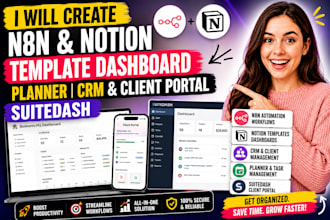 create n8n notion template dashboard planner CRM and client portal suitedash