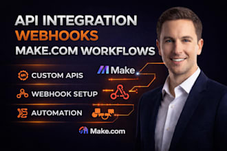 create custom API integration, webhooks and make com workflows