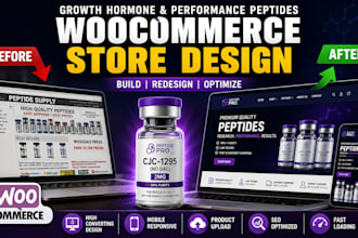 design a high converting woocommerce store for growth hormone and peptide brands