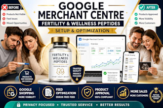 setup google merchant centre for sexual health and fertility peptide stores