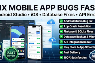 fix mobile app andriod studio bugs convert database backup app screenshot ios