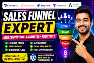 develop funnelkit, cartflows, heyflow, funnelish, thrive architect sales funnel