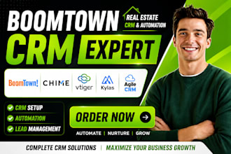 setup boomtown crm real estate website vtiger automation kylas agile crm chime