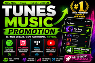 itunes music promotion spotify music promotion apple music tidal music youtube