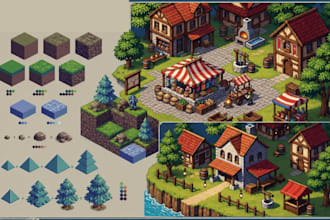 do isometric pixel art building pixel art environment props isometric game art