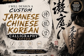 design a custom japanese, chinese or korean calligraphy tattoo