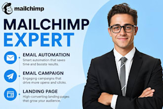 build mailchimp email automation and campaign mailchimp landing page