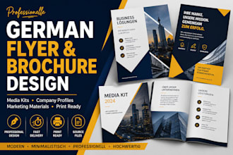 create german minimalist flyer, brochure, media kit business marketing design