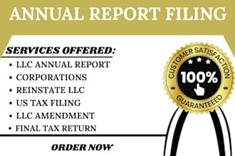 file annual reports for US llc and corporations, reinstate llc