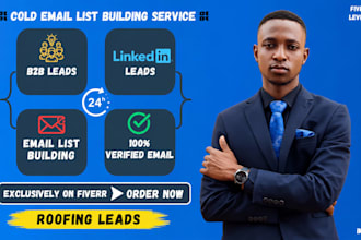 build and launch cold email outreach for roofing contractors, email leads list
