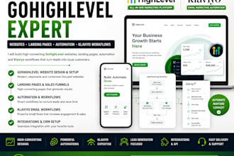 build gohighlevel websites, landing pages, automation, and klaviyo workflows