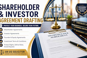 draft a shareholder, investor, founders agreement, term sheet for your business