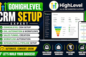 setup gohighlevel crm automation sales funnel and work flow for your business
