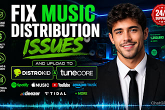 fix music distribution issues and upload to distrokid and tunecore