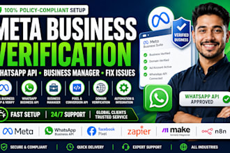 setup fix meta business verification, whatsapp API, business manager, meta pixel