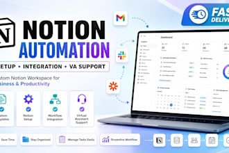 setup custom notion template, notion automation, notion dashboard, notion expert