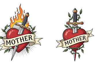 draw traditional or neo traditional tattoo style design