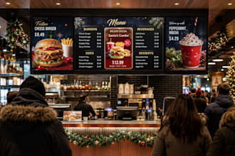 design digital menu boards, tv menu displays, and  screen pricing for restaurant