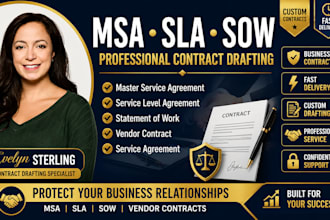 draft msa, sla, statement of work sow, vendor contract and service agreement