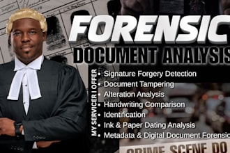 perform digital forensic document anaysis, handwriting, real or forged signature