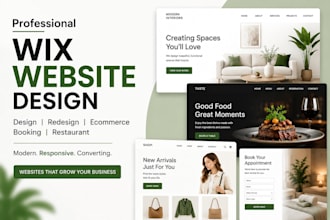 design wix website, wix redesign, wix ecommerce store, booking, restaurant