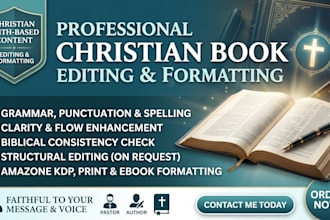 edit, proofread, format christian ebook, sermon, devotional, theological content