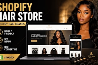 design a luxury shopify hair extension store, hair website and beauty website