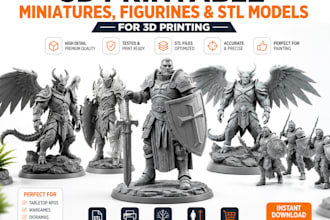 sculpt 3d printable miniatures, figurines and stl models for 3d printing