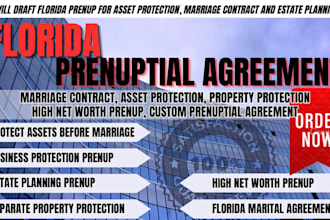 draft florida prenup for asset protection, marriage contract and estate planning