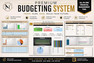 design financial freedom planner, budgeting tracker and expense journal