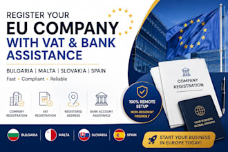 register your eu company with vat, business address and bank assistance