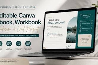 design editable canva ebook, workbook redesign lead magnet worksheet design