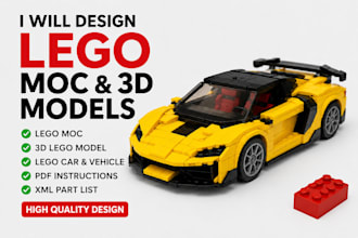 design custom 3d lego model lego set toys manual instructions 3d lego car ship