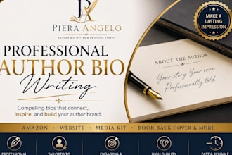 write a professional author bio for amazon, books, websites, and media kits