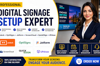 setup digital signage yodeck optisigns jotform screencloud quickesign upshow