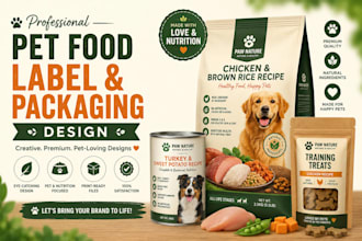 design professional pet food labels and packaging