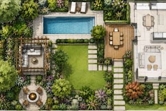 create landscape architecture, garden plan and backyard master plan design