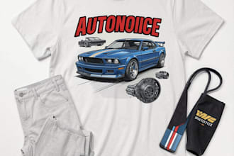 design car illustration t shirt and automotive apparel