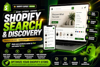 setup shopify store search, product filters, navigation and merchandising