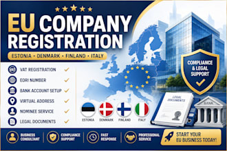 register estonia denmark finland italy company with tax vat eori bank nominee