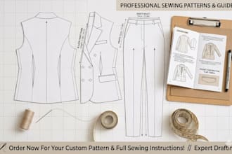 be your sewing pattern making, sewing instruction, tech pack, apparel design