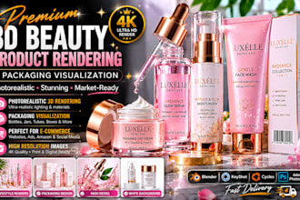 premium 3d beauty product rendering and packaging visualization, blender keyshot
