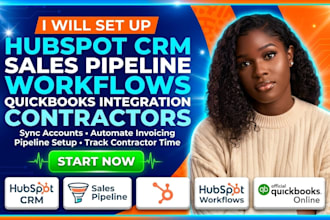 set up hubspot CRM sales pipeline workflows quickbooks integration contractors