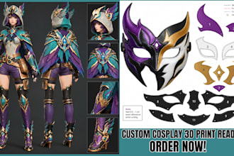 custom 3d cosplay 3d model full armor folkwear, eva foam armor 3d mask for print