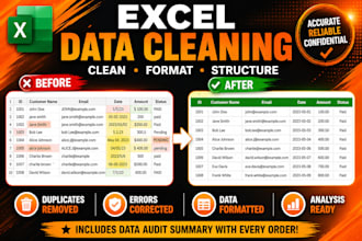 clean, format and structure excel data for analysis and reporting