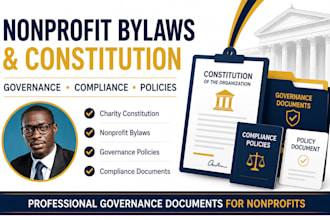 draft nonprofit bylaws, charity constitution and governance policies