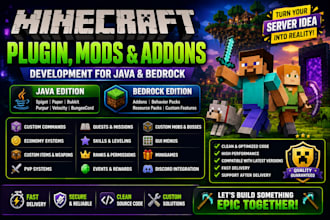 create custom minecraft plugins mods and addons for java bedrock