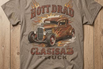 do vintage retro hotrod classic cars truck tshirt design