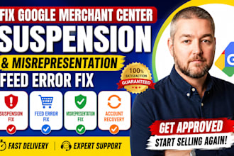 fix google merchant centre suspension, gmc misrepresentation feed error