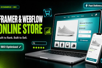 build framer or webflow ecommerce website with seo optimization